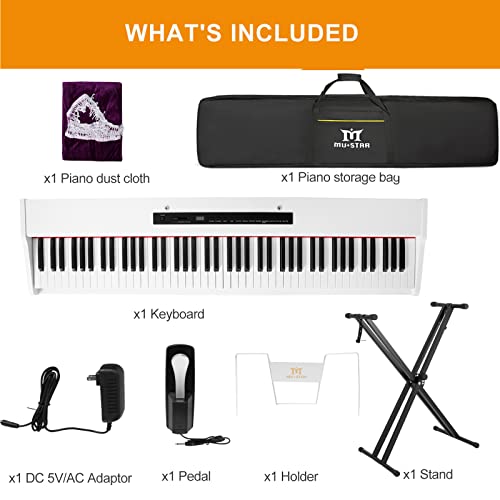 MUSTAR MDP-1200 Digital Piano 88 Key Weighted Hammer Action Keyboard with Stand, Pedal, Case, Black H320