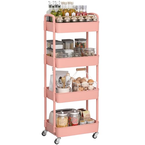 Sywhitta 3-Tier Plastic Rolling Utility Cart with Handle, Black F220270