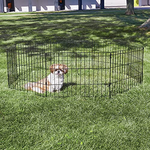 New World Folding Metal Dog Exercise Pen, 24-Inch Tall, Black E-Coated Q53206