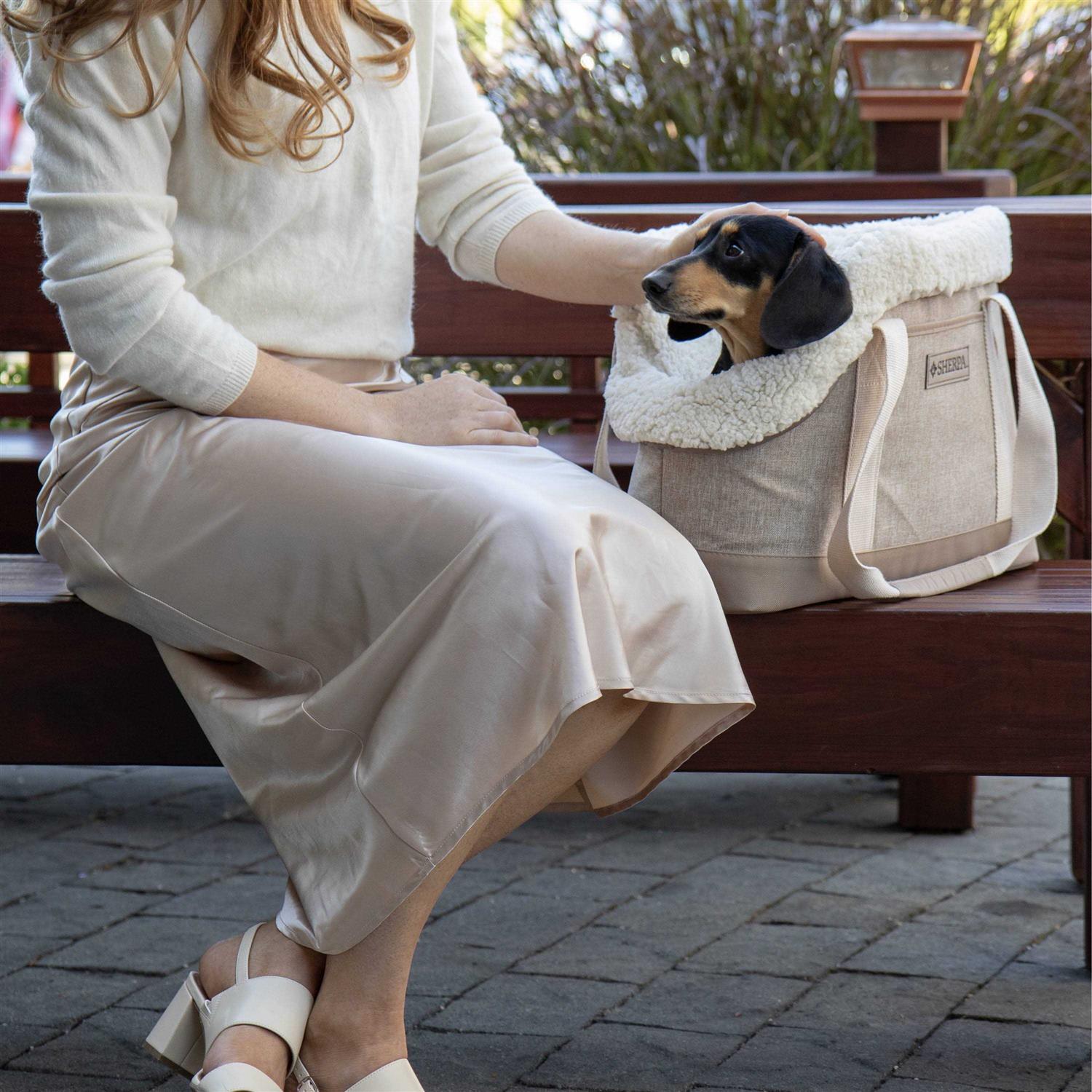 Sherpa Tan Luxe Tote Fashionable Pet Carrier B1964