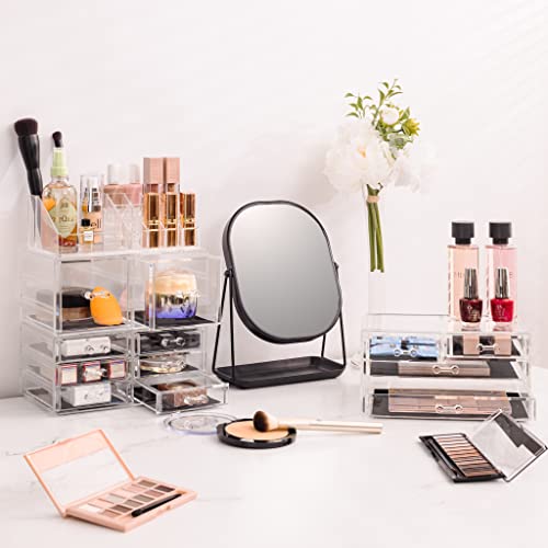Sorbus Large Makeup Organizer - Clear Stackable 12 Drawer Cosmetic Storage with Brush Holder W163