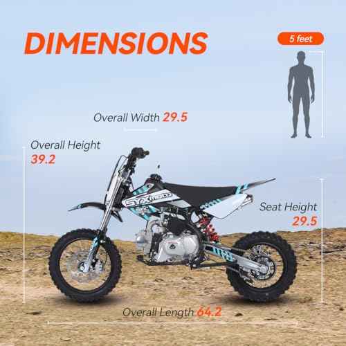 SYX MOTO 125cc Dirt Bike for Adults and Youth, 4-Speed Manual Clutch I76186