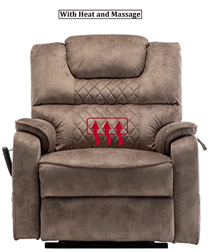 JULYFOX Lift Chair Lay Flat 400lbs Electric Recliner with Massage and Heat, PU Leather, Yellow B71450