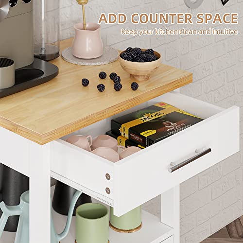 Shintenchi Kitchen Island Cart with Storage on Wheels, White V99091