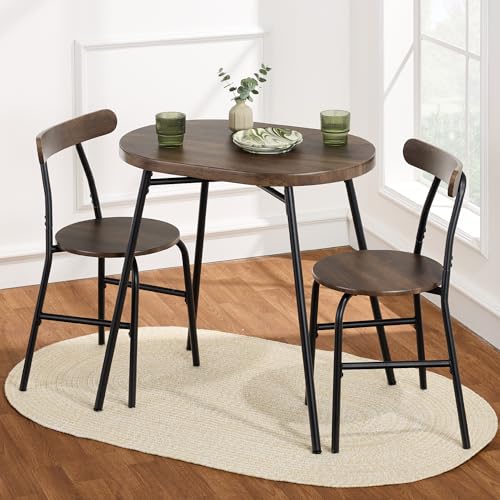 Best Choice Products 3-Piece Modern Oval Dining Table Set with 2 Chairs, Dark Brown/Black T222321