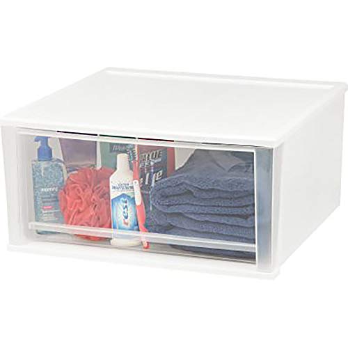 IRIS USA 17 Qt Plastic Drawer Storage Organizer, 4-Pack, White T2447