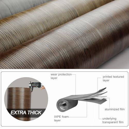 Oxdigi Peel and Stick Vinyl Flooring Roll 23"x393" Waterproof Wood Plank U1250