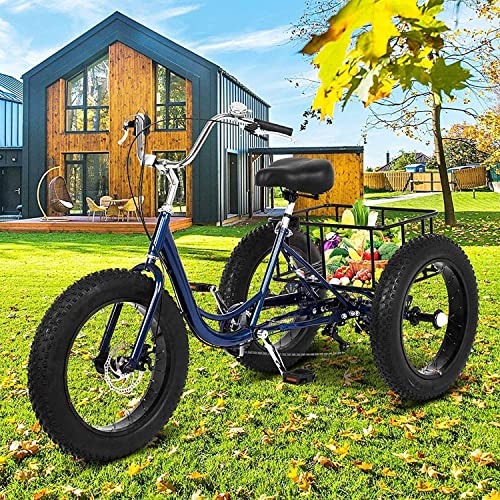 20 Inch Fat Tire Adult Tricycle 7 Speed with Basket L676