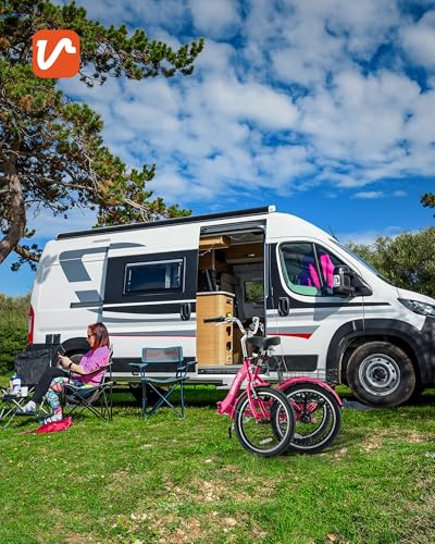 Viribus Folding Adult Tricycle 7 Speed, 20 Inch, 3 Wheel Bike, Deep Pink S660