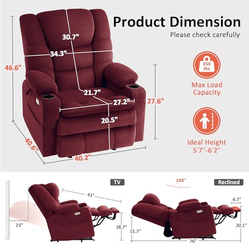 MCombo Large Triple Motor Power Lift Recliner Chair with Massage and Dual Heating, Grey D316