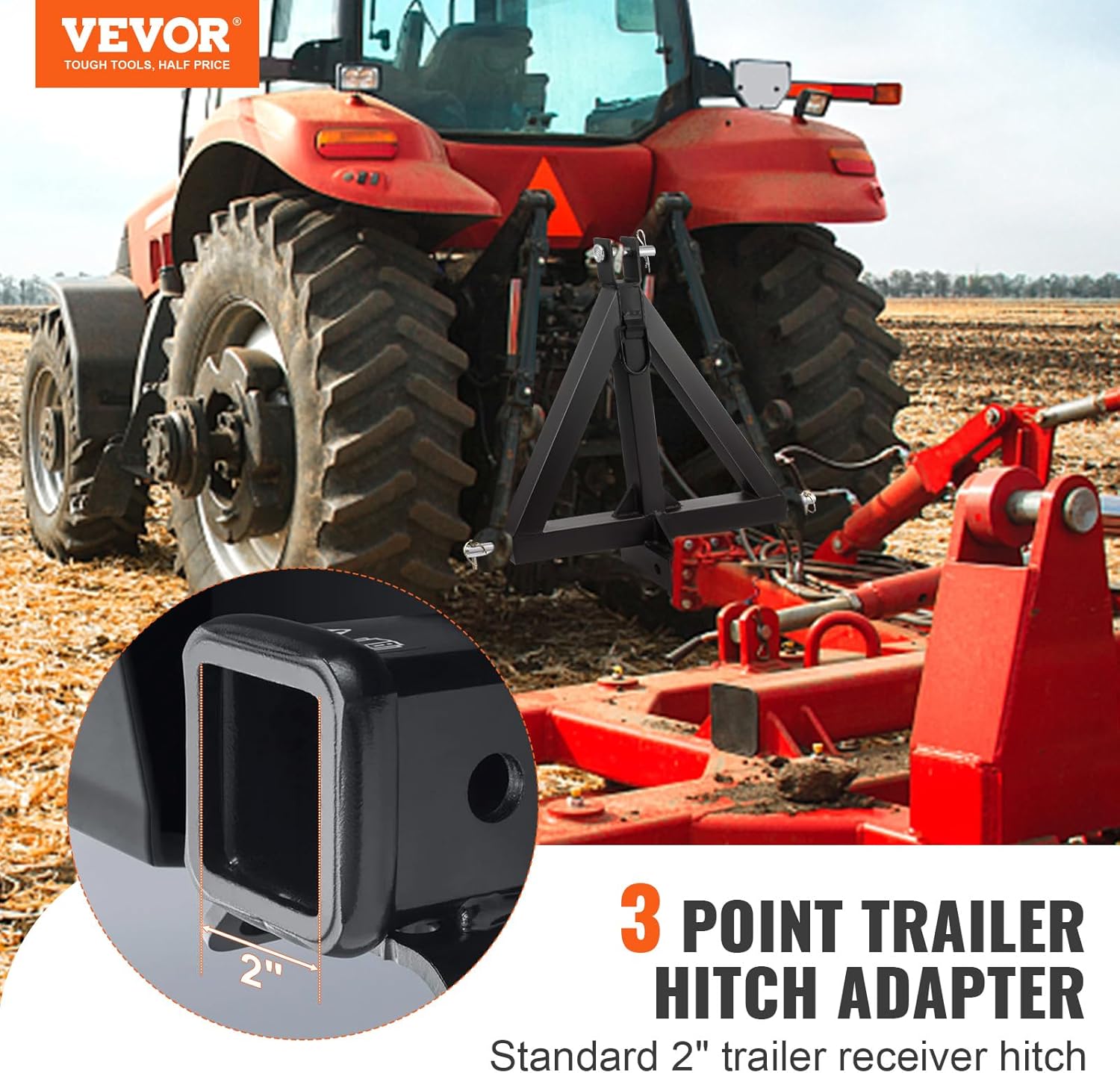 VEVOR 3 Point Hitch Receiver 2" Trailer Hitch Adapter with Pins W262