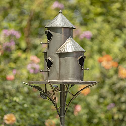 Large Copper Multi-Birdhouse Stakes for 4 Bird Families A740