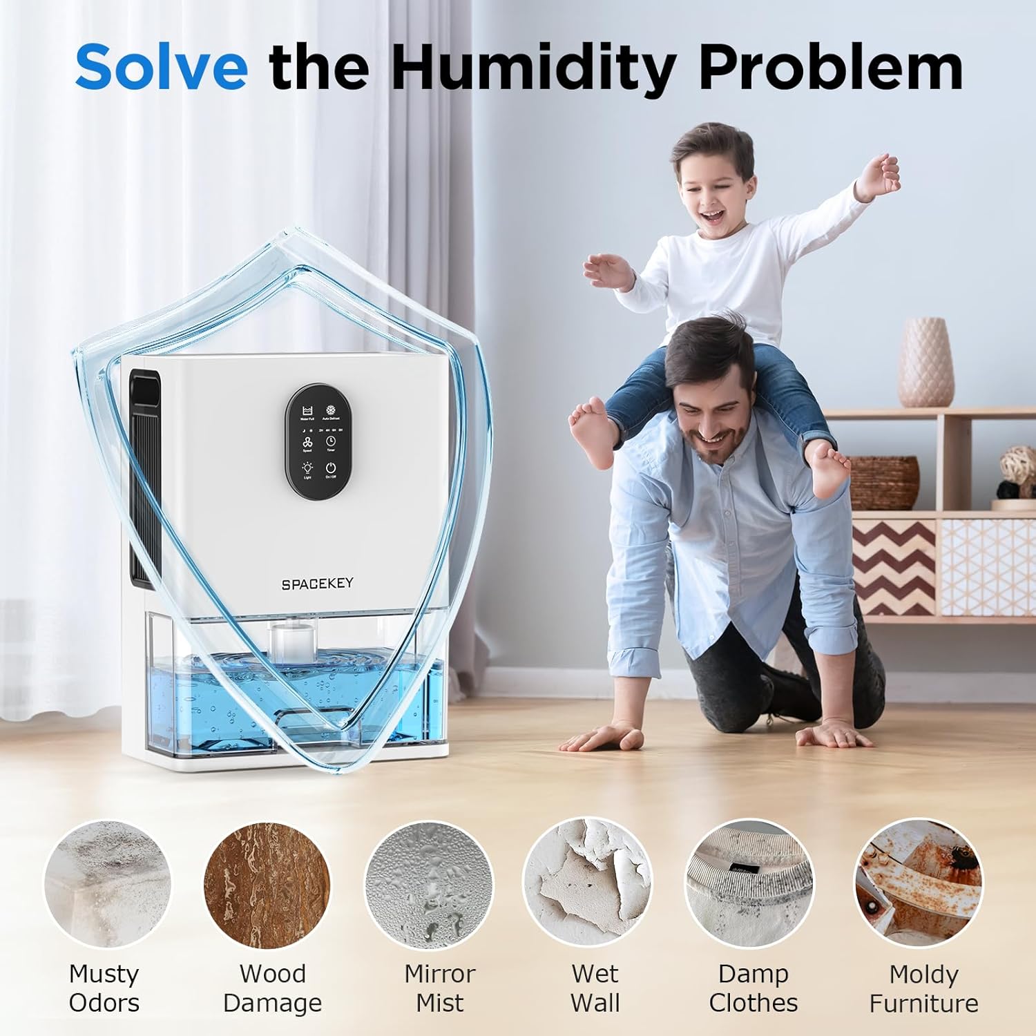 Dehumidifier for Home, 106 OZ, 850 Sq.ft, Quiet with LED Light M247411