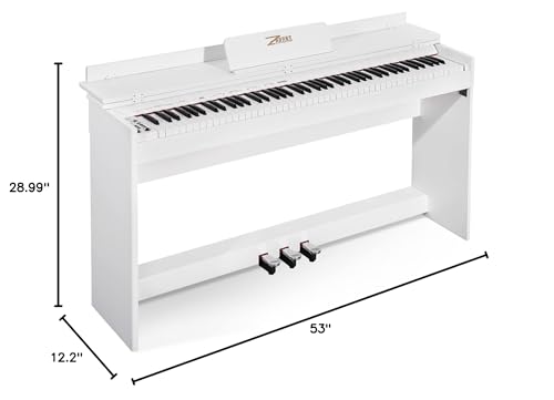 ZHRUNS Digital Piano 88 Key Weighted Keyboard with Sustain Pedal, White M963453