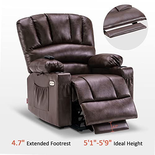MCombo Oversized Power Lift Recliner Chair for Elderly with Heat and Massage, Faux Leather, Dark Brown N537