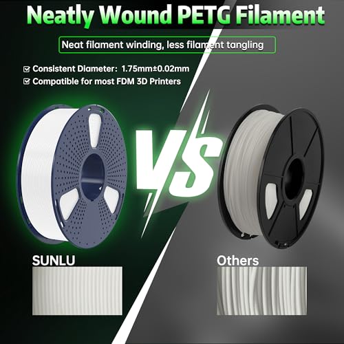 SUNLU 3D Printer Filament Bundle Multicolor PETG 1.75mm, 8 Pack, 2kg Total V41641