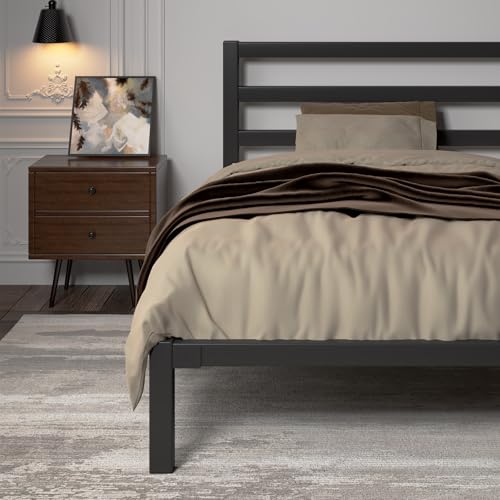Full Size Heavy Duty Metal Platform Bed Frame with Under Bed Storage, Black R9813