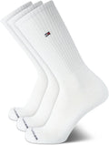 Tommy Hilfiger Mens Athletic Socks Cushion Crew Socks (3 Pack), Size 7-12, White