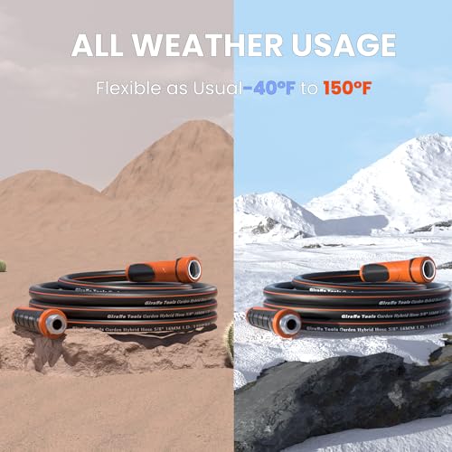 Giraffe Tools Garden Hose 100ft x 5/8", Heavy Duty Flexible Hybrid Hose Q38065