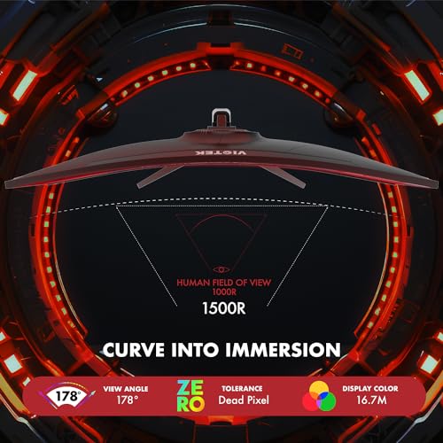 Viotek GNV34DBE4 34 Inch UWQHD 144Hz Curved Gaming Monitor T43056