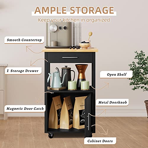 Shintenchi Kitchen Island Cart with Storage on Wheels, White V99091