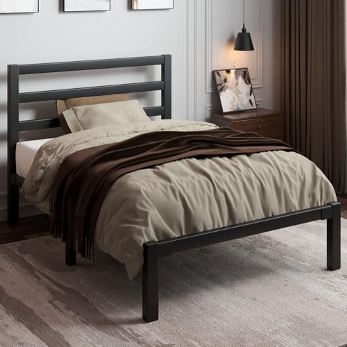 Full Size Heavy Duty Metal Platform Bed Frame with Under Bed Storage, Black R9813