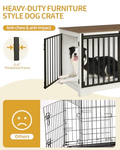Dog Crate Furniture with Barn Door for Small Medium Dogs, Rustic Brown P911