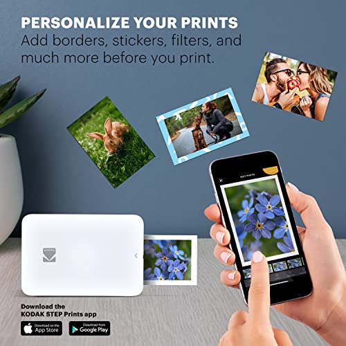 KODAK Step Slim Instant Smartphone Photo Printer - Portable Wireless Zink 2x3" Sticky-Back Photos - White Y902