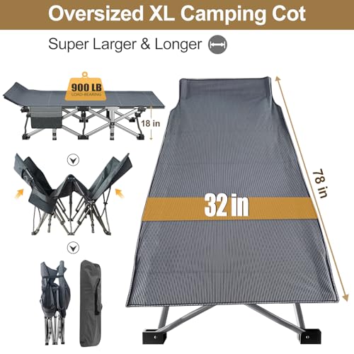 DoCred Folding Camping Cot with Mattress, 2 Pack, Heavy Duty for Adults, Portable with Carry Bag C814529