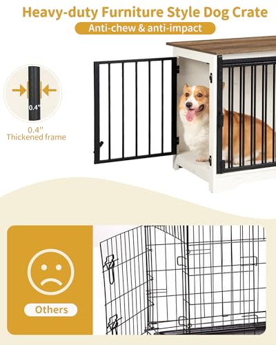 Dog Crate Furniture with Barn Door for Small Medium Dogs, Rustic Brown P911