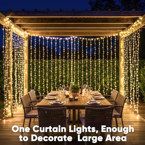 suddus Curtain Lights 300 LED Warm White for Bedroom, Outdoor & Christmas Decor K310