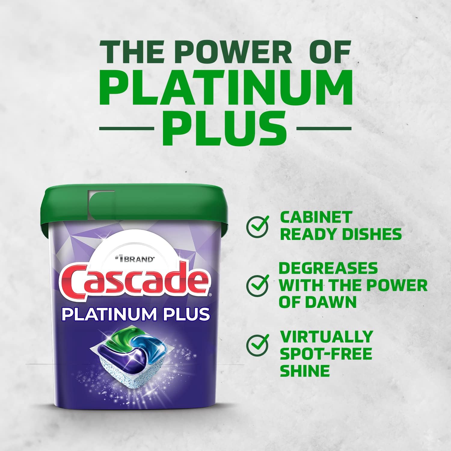 Cascade Platinum Plus Dishwasher Pods, Lemon, 52 Count Y3416