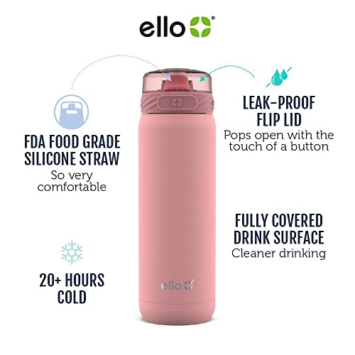 Ello Cooper 32oz Stainless Steel Water Bottle with Straw and Handle Q4598