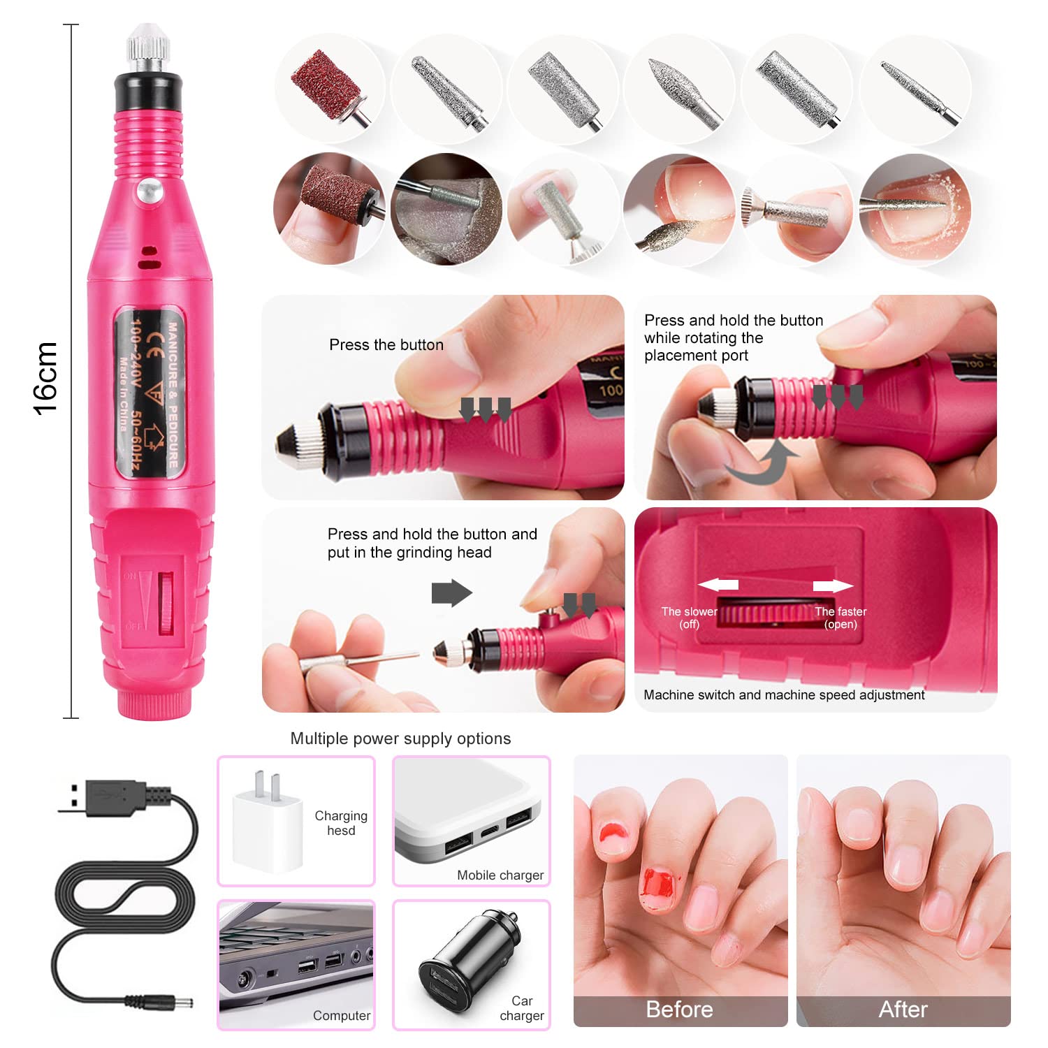 Acrylic Nail Kit with Drill and UV Light for Beginners Z74999