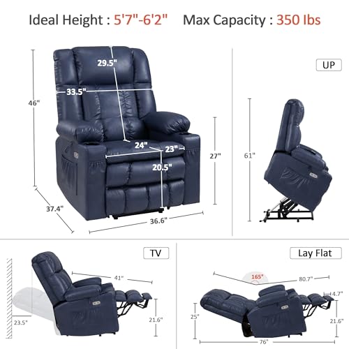 MCombo Dual Motor Power Lift Recliner Chair for Elderly with Heat and Massage, Black E570141