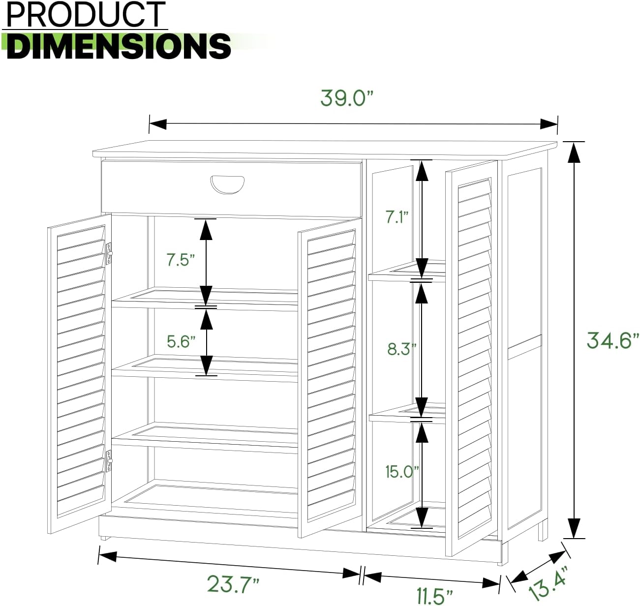 Magshion 4 Tier Bamboo Shoe Storage Cabinet with Drawer & Shutter Door Y186967