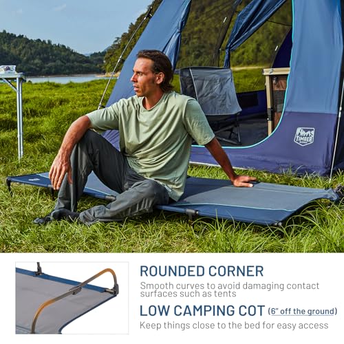 TIMBER RIDGE Lightweight Aluminum Camping Cot with Carry Bag, Blue Z494