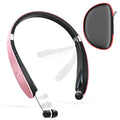 Bluetooth Neckband Headphones, Dpvisn Foldable Wireless Lightweight Neck Headset with Retractable Earbuds, Noise Cancelling Sweatproof Stereo Earphones with Mic & Carrying Case (Black)