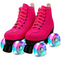Roller Skates for Women&Girls,Premium High-top Classic Double-Row Design Roller Skates Shoes 4 Shiny Wheels,PU Leather Roller Skates for Beginners Teens/Adult/Boys/Unisex Indoor/Outdoor