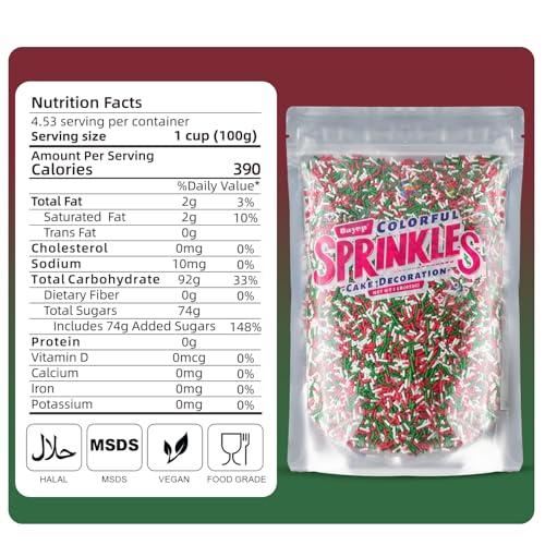Christmas Sprinkles Bulk 1 lb - Red White Green Round Baking Toppings O347849