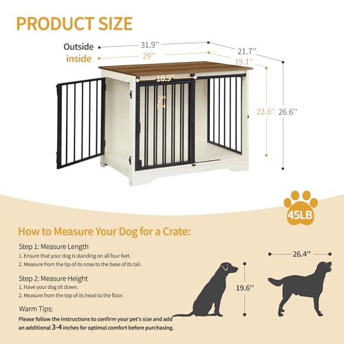 Dog Crate Furniture with Barn Door for Small Medium Dogs, Rustic Brown P911
