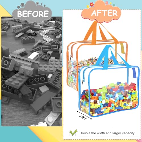 6 Packs Large Toy Storage Bags with Labels, Clear PVC Organizer with Zipper W66156