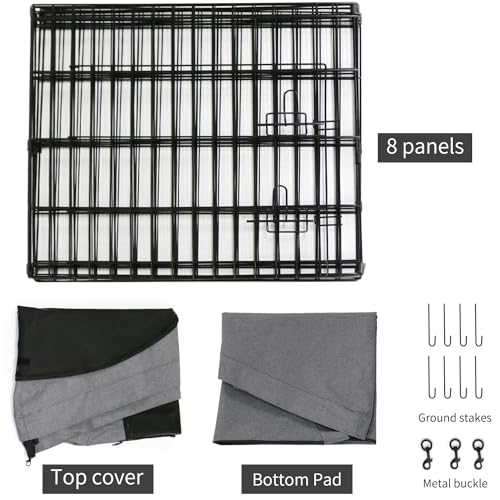 PETIME Foldable Metal Dog Exercise Pen 8 Panel with Bottom Pad C444