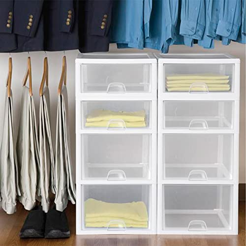 Sterilite 4-Pack 27 Quart Stacking Drawer, Clear Storage Organizer with White Frame M965