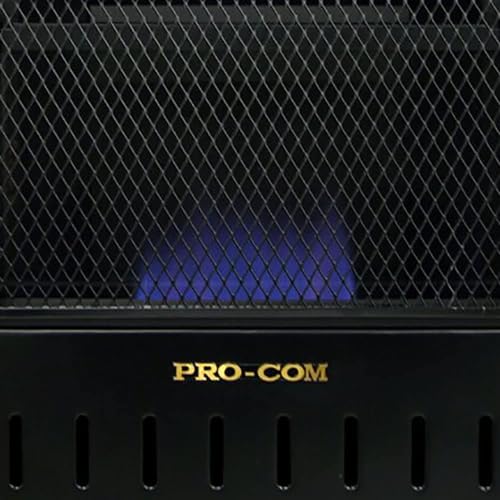 ProCom ML100TBAHR Ventless Propane Gas Blue Flame Space Heater with Thermostat, 10000 BTU, Wall Mount, Black J474983