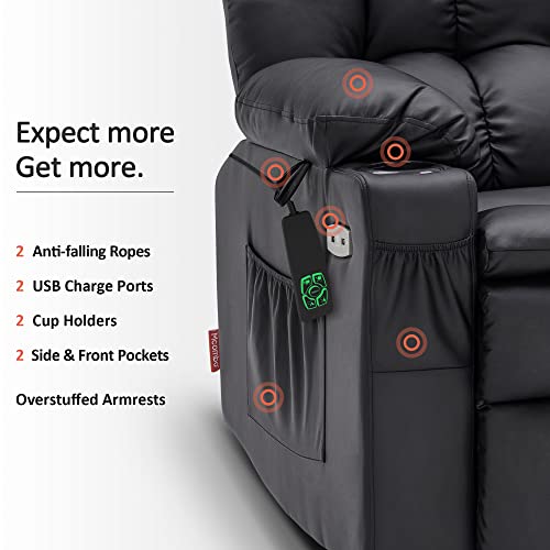 MCombo Dual Motor Power Lift Recliner Chair for Elderly with Heat and Massage, Black E570141