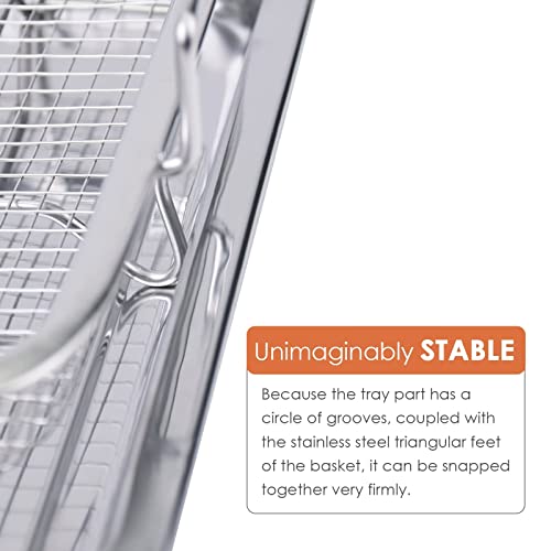 Eyourlife 2 Piece 18/8 Stainless Steel Air Fryer Basket for Oven, 12.8 x 9.6 Inch X5786