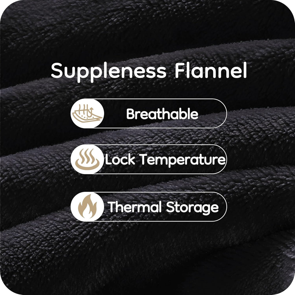 Electric Heated Blanket Full Size Flannel with 4 Heating Levels, Washable - Dark Grey R169