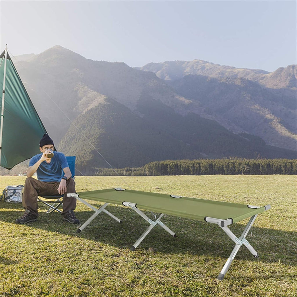 Portable Military Camping Cot with Carrying Bag, Foldable Sleeping Cot for Adults, Army Green E665