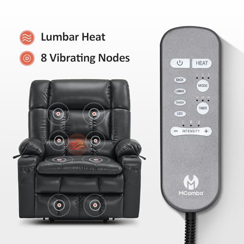 MCombo Dual Motor Power Lift Recliner Chair for Elderly with Heat and Massage, Black E570141